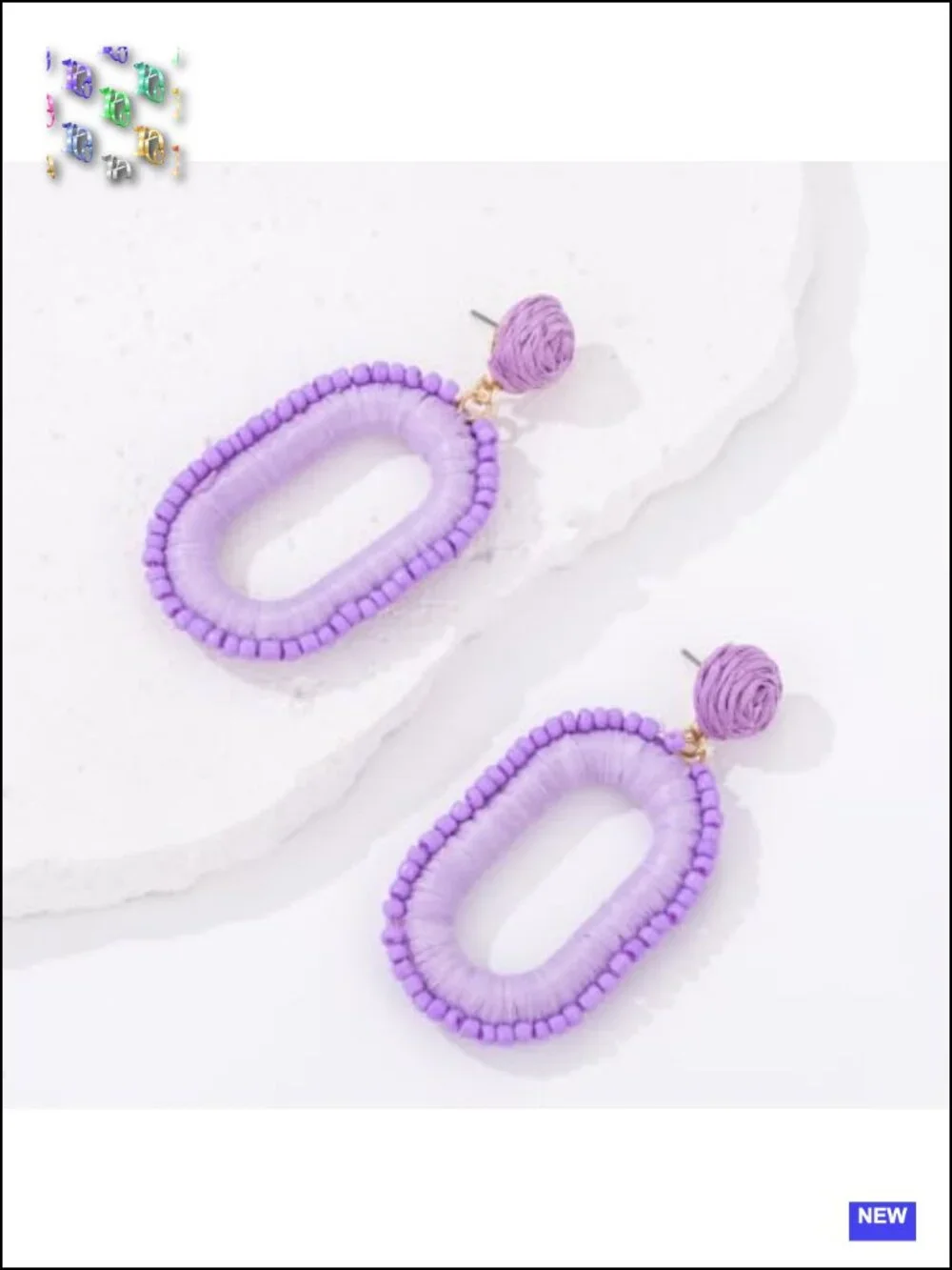 Boho Beaded Raffia Drop Earrings Statement Square Dangle Summer Jewelry